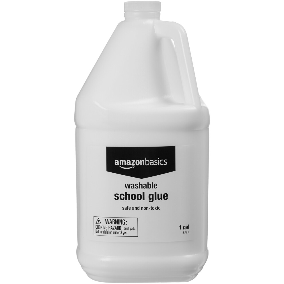 Amazon Basics All Purpose Washable School White Liquid Glue  Great for Making Slime  Single Pack   1 gallon