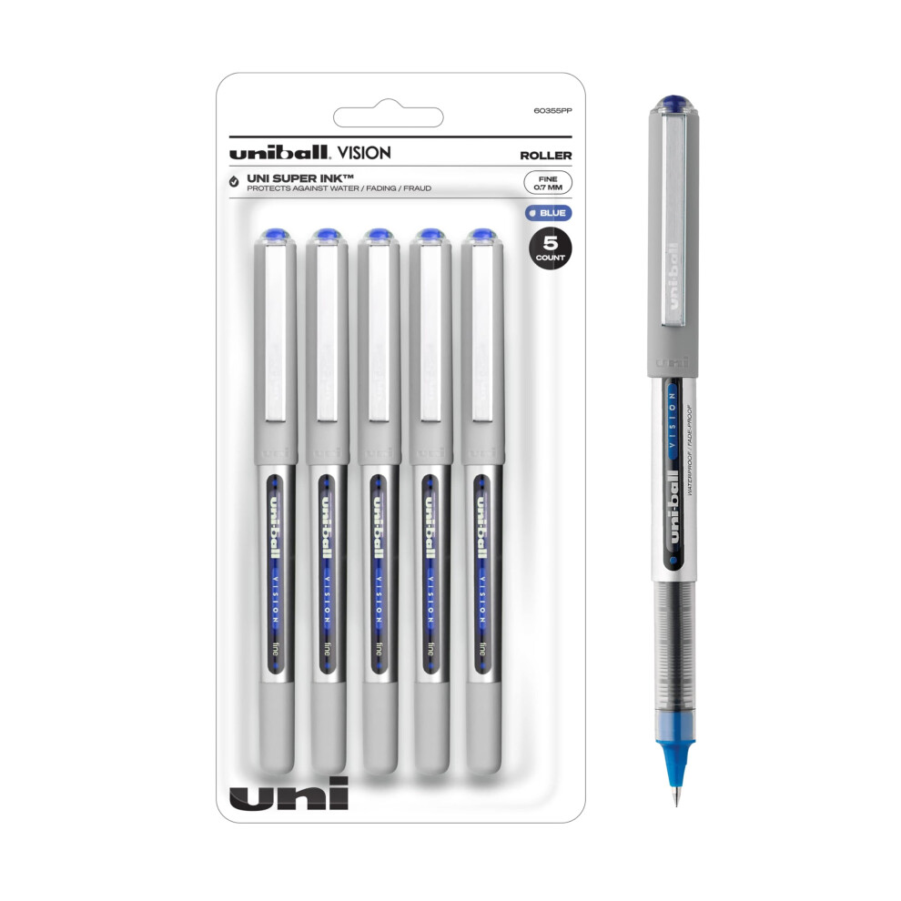 uniball Vision Rollerball Pens in Blue  Fine 07mm Pens  Office Supplies Sold by Uniball are Gel Pens  Colored Pens  Ink Pens