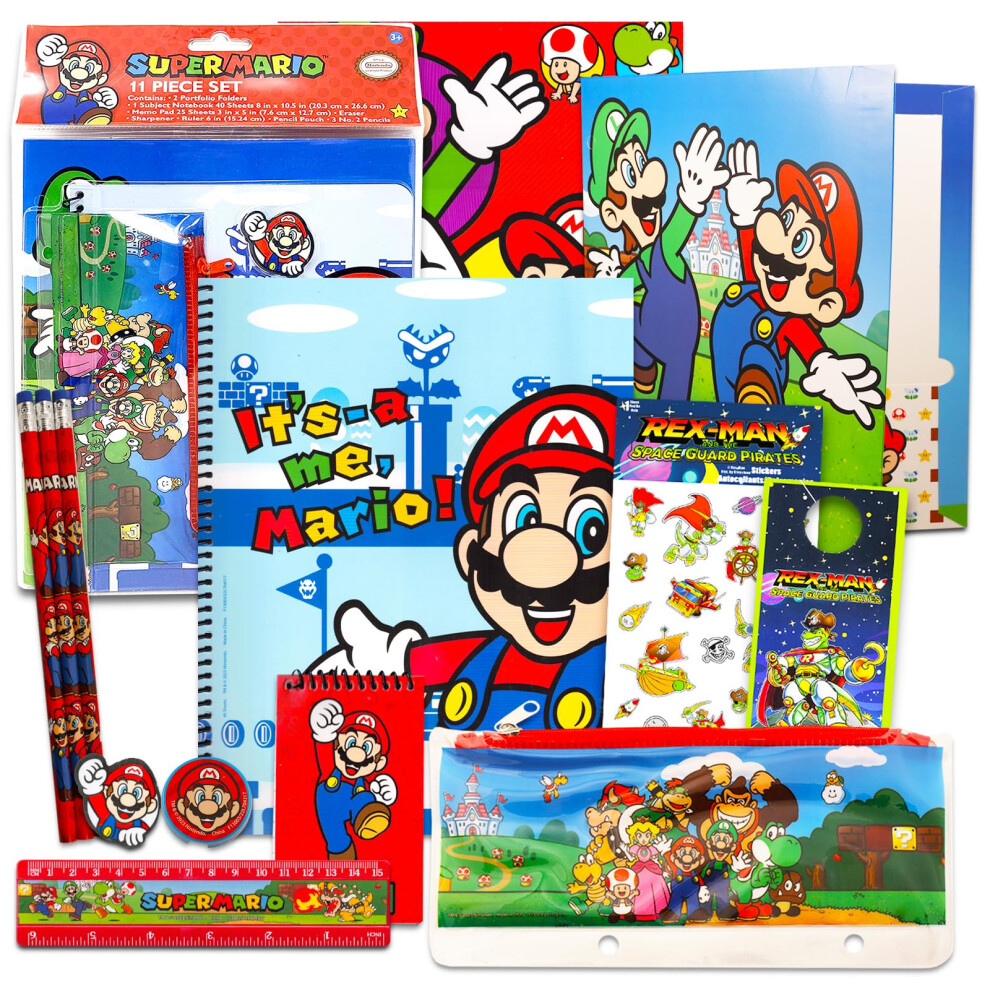 Super Mario School Supplies Set  Bundle with Mario Folders  Notebook  Pencils  Stickers  and More  Mario School Supplies for B