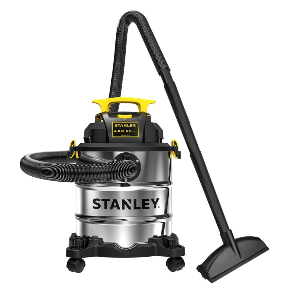 Stanley SL18116 WetDry Vacuum  6 Gallon  4 Horsepower  Stainless Steel Tank  40 HP  Silveryellow