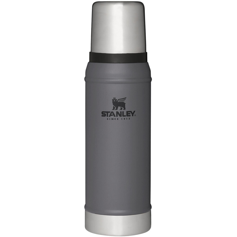 Stanley Classic Vacuum Insulated Wide Mouth Bottle  Charcoal  BPAFree 188 Stainless Steel Thermos for Cold  Hot Beverages