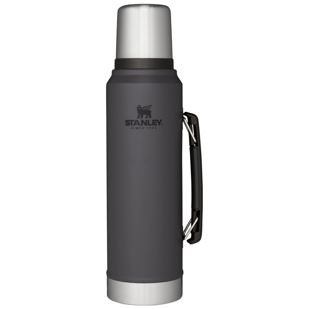 Stanley Classic Vacuum Insulated Wide Mouth Bottle  Matte Black  BPAFree 188 Stainless Steel Thermos for Cold  Hot Beverage