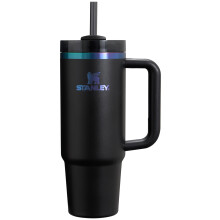 Gobelet Isotherme Stanley Quencher H2.0 avec Couvercle et Paille, Eau, Thé Glacé, Café, Noir