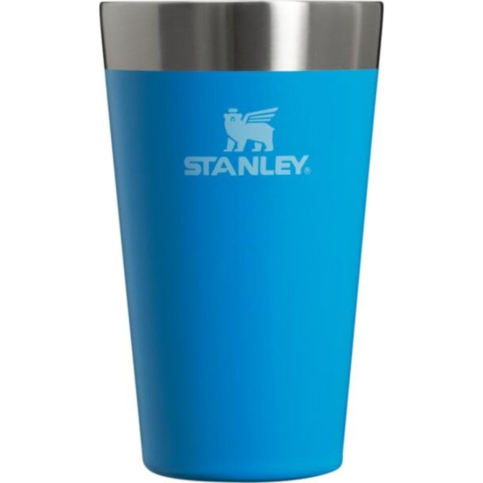 Stanley Adventure Inulsated Stacking Beer Pint Glass  Stainless Steel Double Wall Rugged Metal Drinking Tumbler  16 Oz  Azure