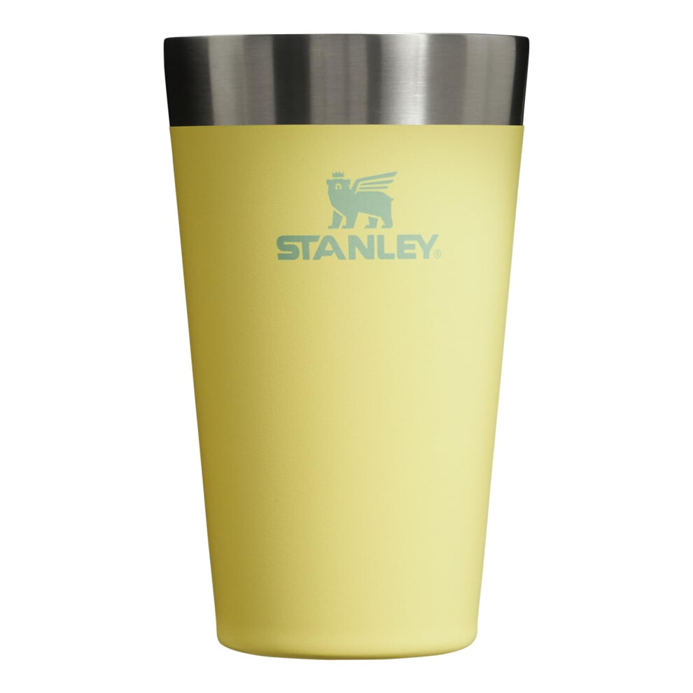 Stanley Adventure Inulsated Stacking Beer Pint Glass  Stainless Steel Double Wall Rugged Metal Drinking Tumbler  16 Oz  Pomelo