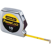 Regla de cinta Powerlock, 1/4" x 10ft, Caja de plástico, Cromo, Graduación de 1/16", Vendido por unidad