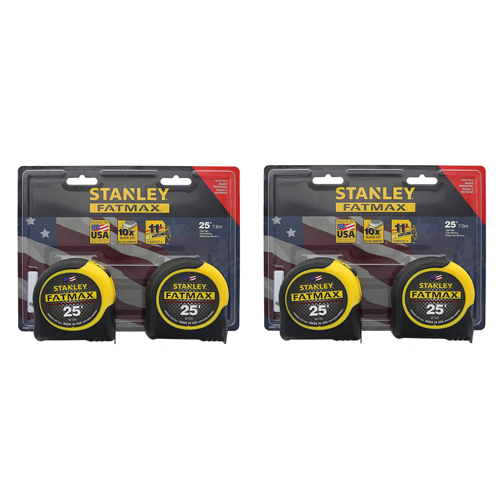 Stanley Consumer Tools FMHT74038 25 Fatmax Tape Measure  2 Tape Measures per Pack  4 Tape Measures Total