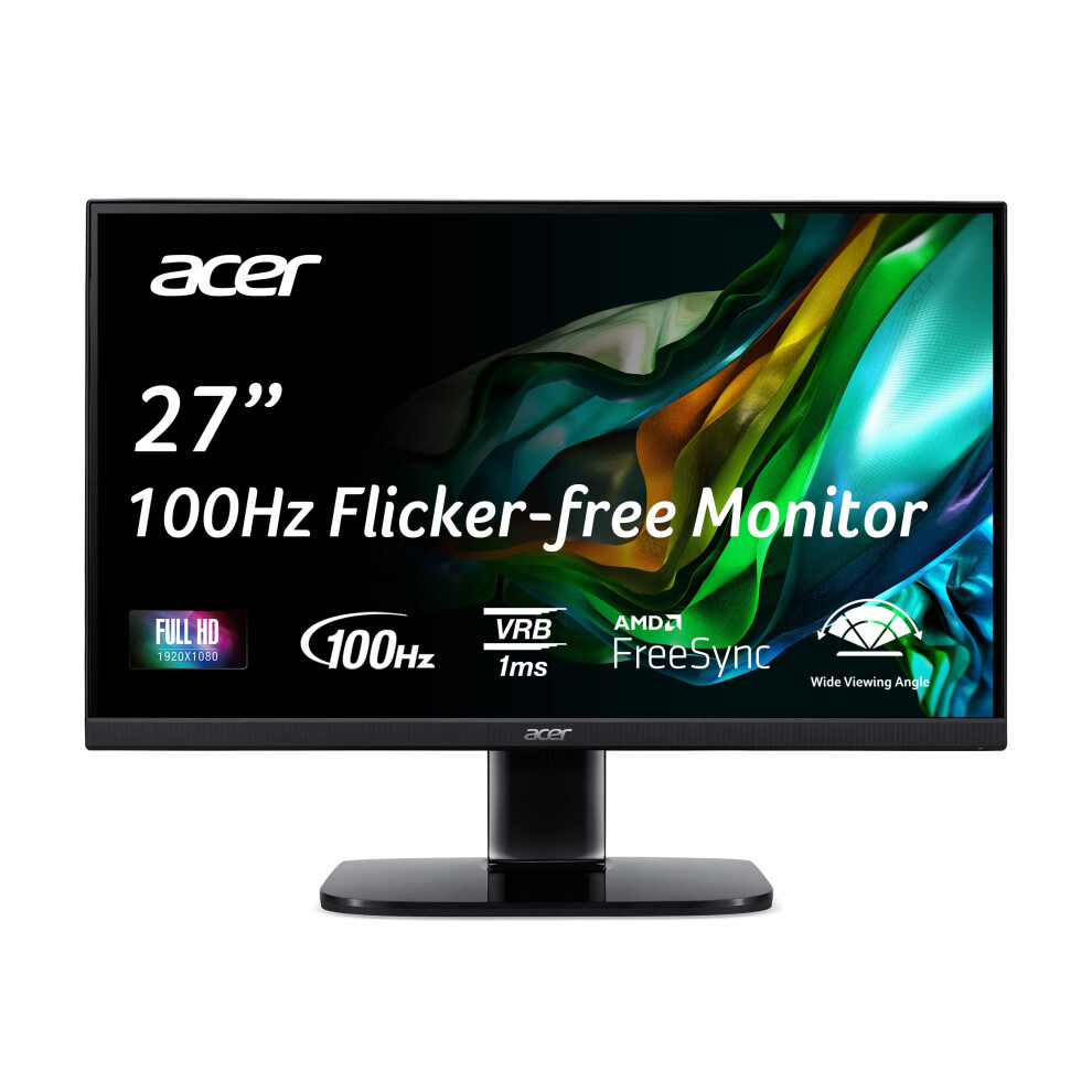 Acer KB272 Hbi 27 Full HD 1920 x 1080 ZeroFrame Gaming Office Monitor  AMD FreeSync Technology  100Hz  1ms VRB  Low B