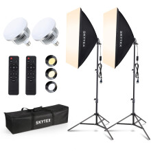 Skytex Softbox Lighting Kit2Pack  20x28in Soft Box  85W 27006400K E27 LED Bulb Continuous Photography Lighting  Photo Studio