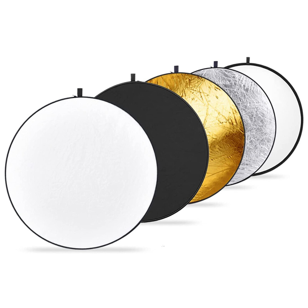 NEEWER 32 Inch80 Centimeter Light Reflector Light Diffuser 5 in 1 Collapsible Multi Disc with Bag  Translucent  Silver  Gold