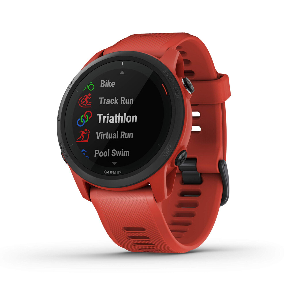 Garmin Forerunner 745  GPS Running Watch  Detailed Training Stats and OnDevice Workouts  Essential Smartwatch Functions  Red