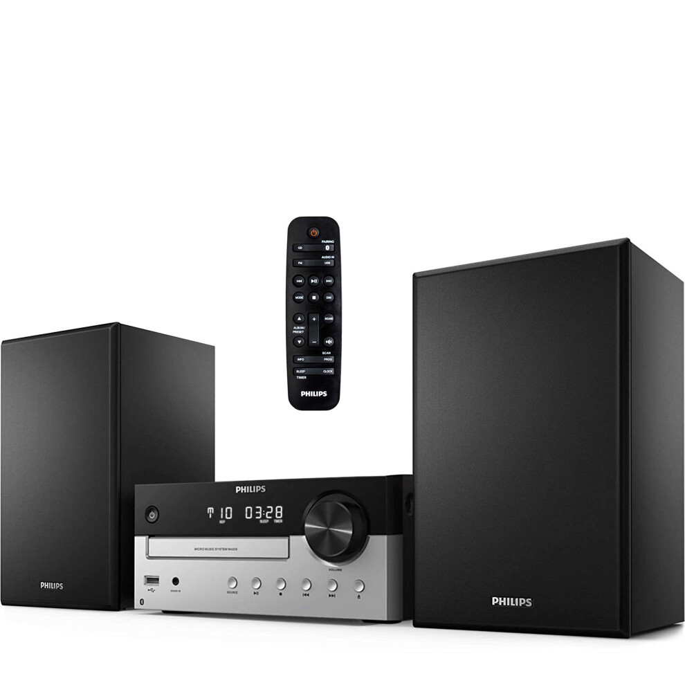 PHILIPS Bluetooth Stereo System for Home with CD Player  MP3  USB  Audio in  FM Radio  Bass Reflex Speaker  60W  Remote Control