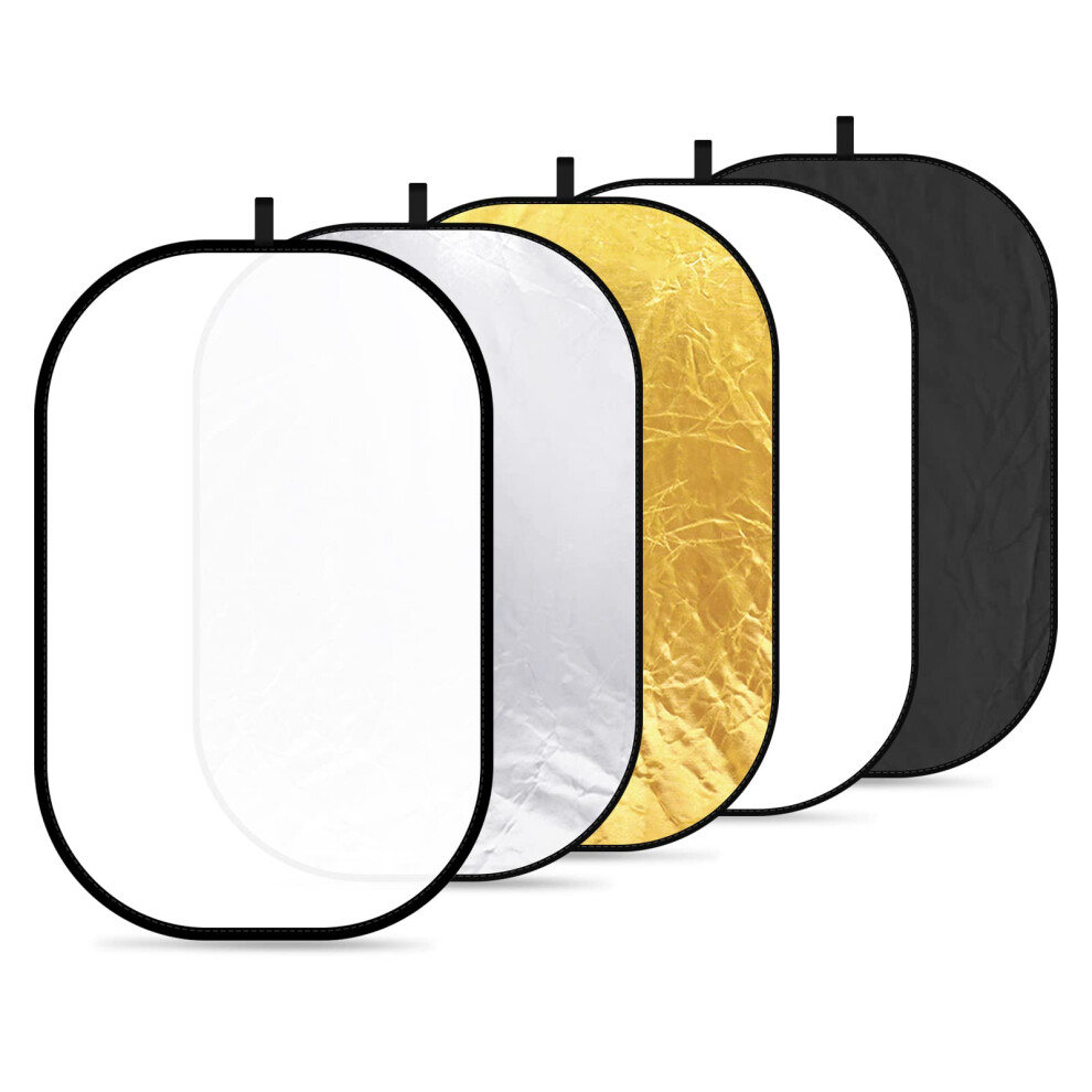 NEEWER 40x60100x150cm Light Reflectors for Photography  Portable 5 in 1 Collapsible Multi Disc with Bag  Translucent  Silv