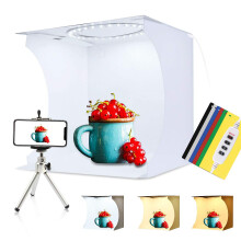 PULUZ 30cm Ring Light Photo Studio Light Box Adjustable Portable Photography Shooting Light Tent Kit with WhiteWarmSoft Light