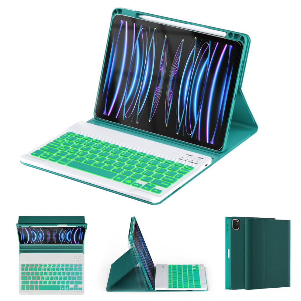 Oyeeice For Ipad Air 5Th Generation Case With Keyboard Detachable Backlit Keyboard Smart Folio Cover With Pencil Holder For I 783103830018
