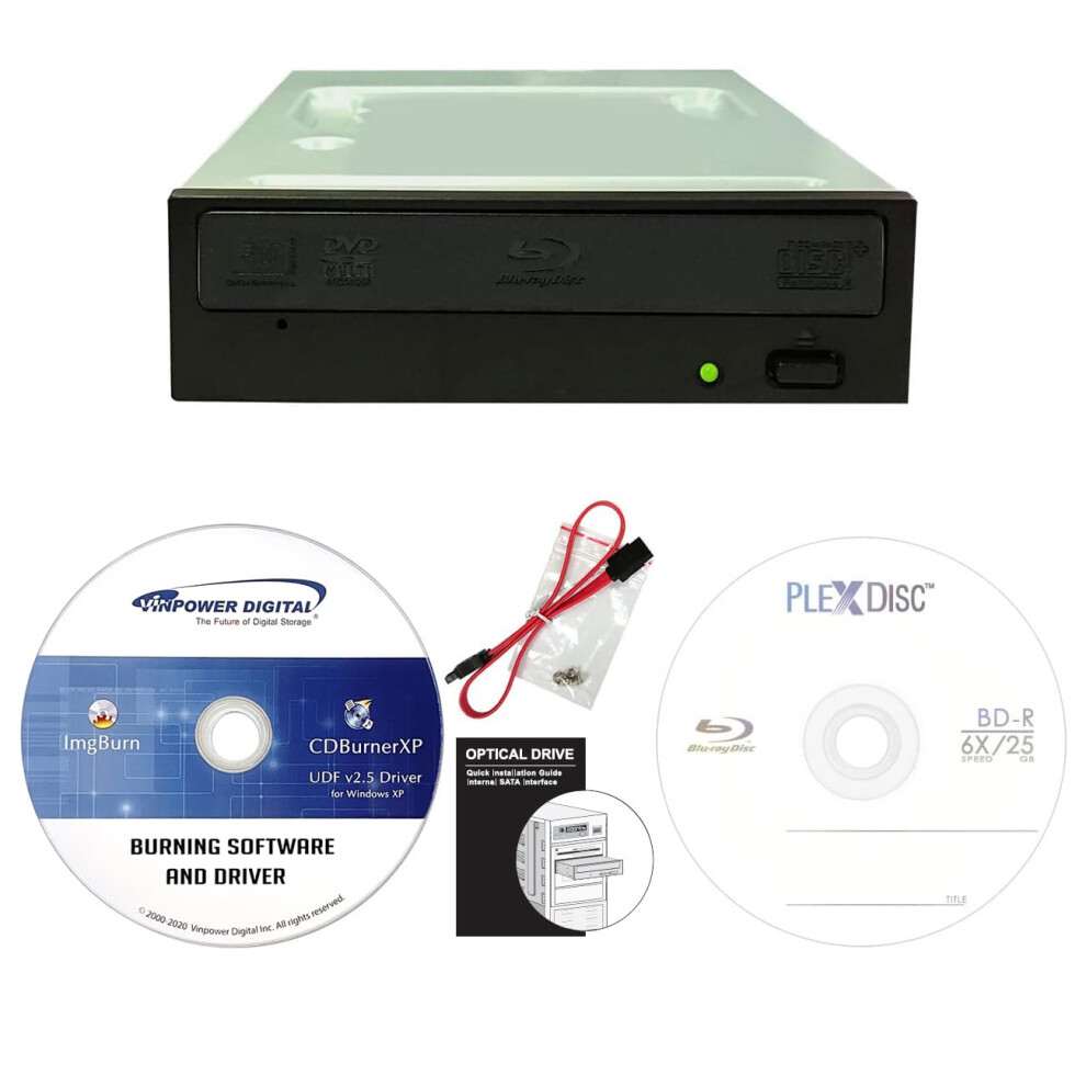 Digital Pioneer BDR212V 16X Bluray DVD CD Internal Burner Drive Bundle with Free 25GB BDR  Software  SATA Cable  Mounting