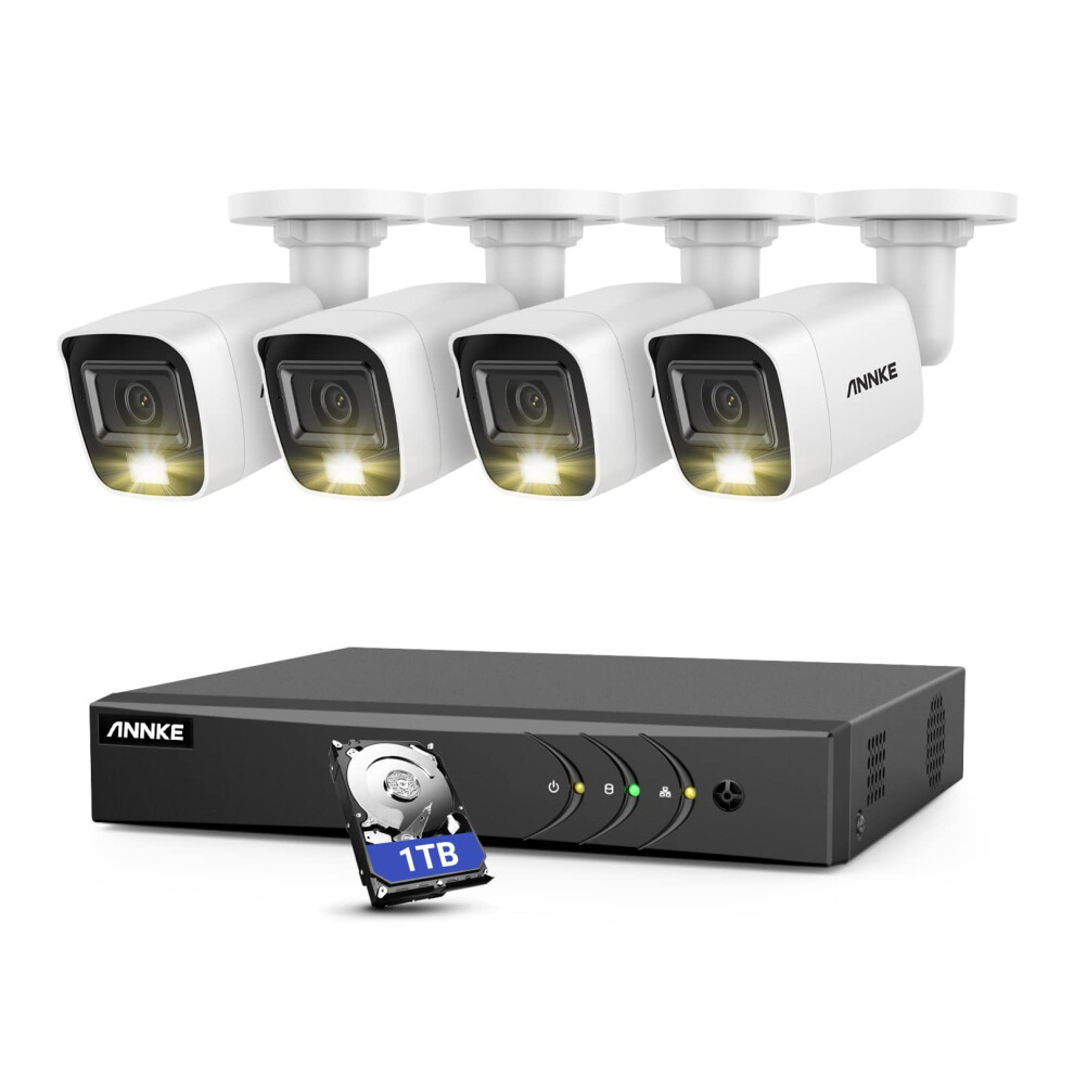 ANNKE 8CH 3K Lite AI DVR with HumanVehicle Detection  H265 Surveillance Security Camera System with Audio and 4pcs 1080P Secu