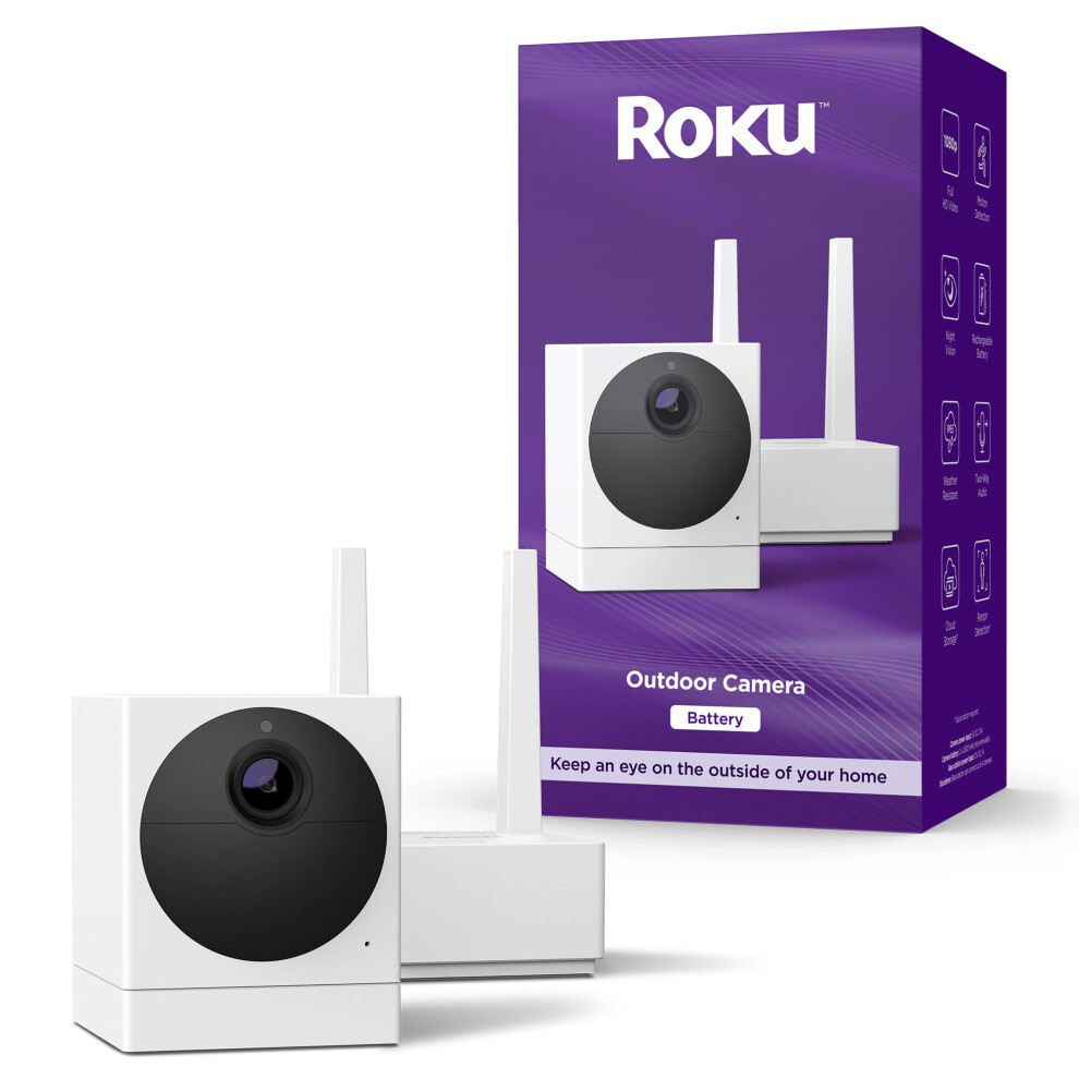 Roku Outdoor Camera for Home Security  IP65 Weather Resistance Wireless Security Camera with 1080p HD Night Vision  Works with