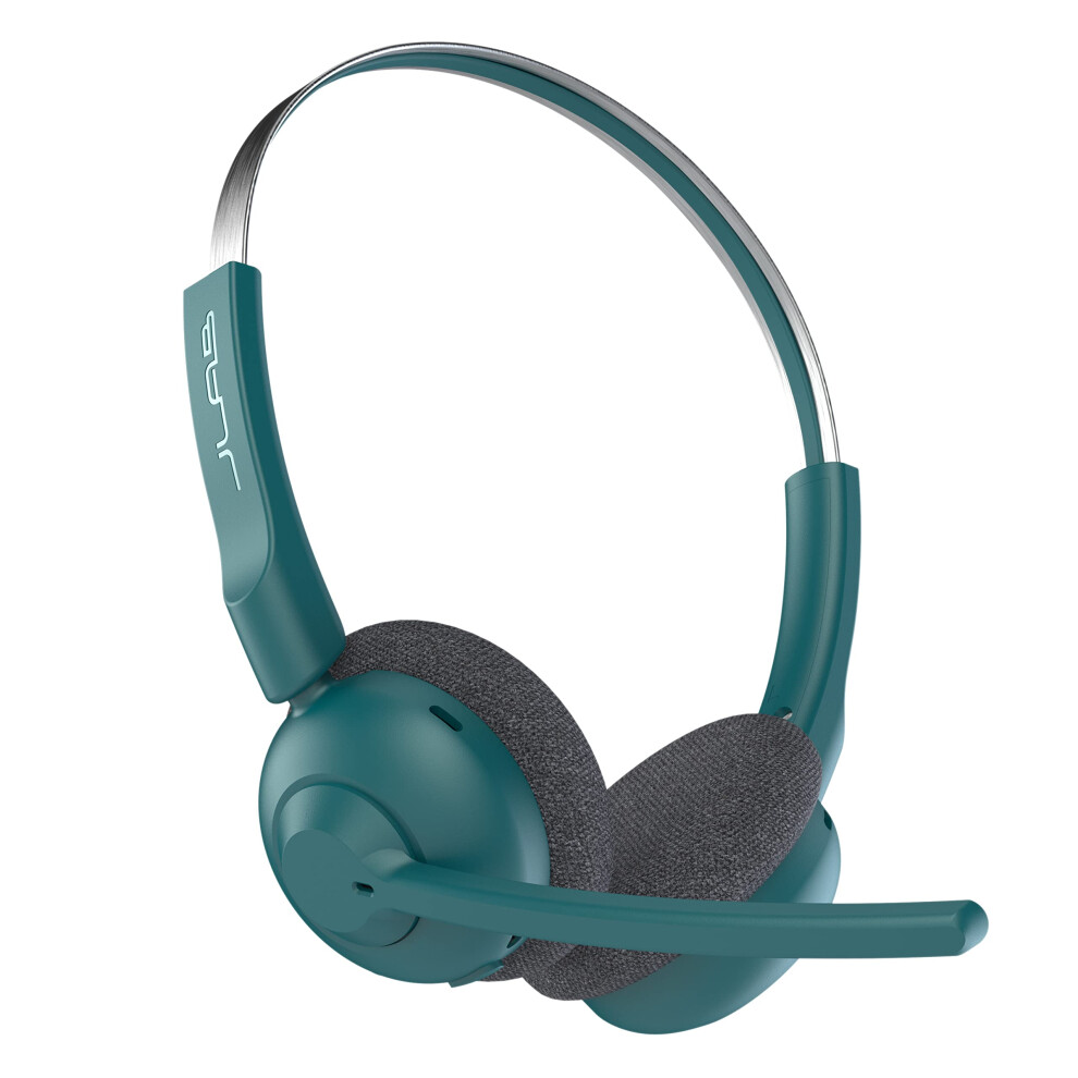 Jlab Go Work Pop Onear Wireless Headset Teal 50 Hours Playtime Bluetooth Multipoint Rotating Boom Mic Noise Canceling Mem