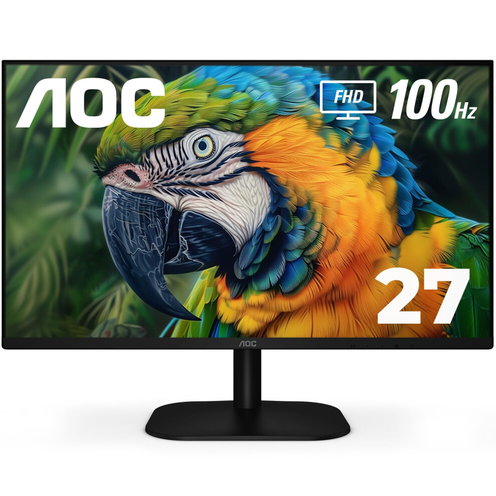 AOC 27B2H2 27    Frameless IPS Monitor  FHD 1920x1080  100Hz  101 sRGB  for Home and Office  HDMI x2  Low Blue Mode  VESA Compa