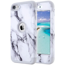 ULAK iPod Touch 7 Case Marble iPod Touch 6 Case Heavy Duty High Impact Hard PC Back Cover with Shockproof Soft Silicone Interi