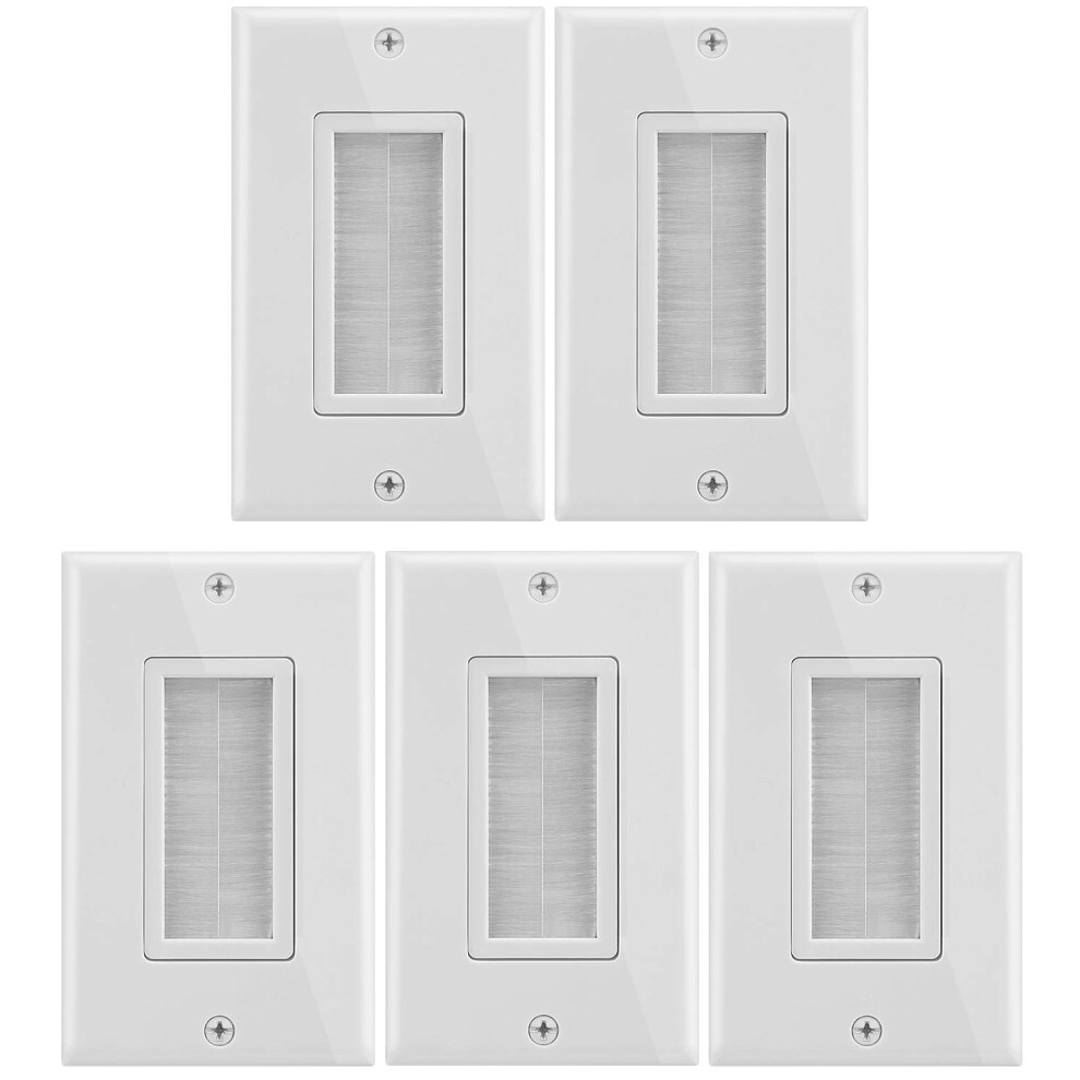 Photos - Other Electrical Equipment Fosmon 1Gang Wall Plate 5 Pack Brush Style Opening Passthrough Low Voltage Cable Plate inWall Installation for Speaker Wire 