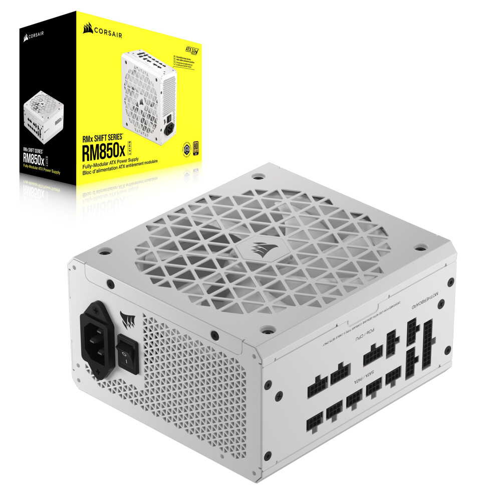 CORSAIR RM850x Shift Fully Modular ATX Power Supply  80 Plus Gold  ATX 30  PCIe 50  Zero RPM  Modular Side Interface  Wh