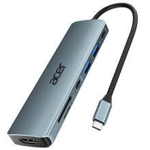 Acer USB C Hub 7 in 1 USB C to HDMI Splitter 2 USB 31 GEN1 and 5Gbps TypeC Data Port 4K HDMI Port PD 100W Charging SD Car