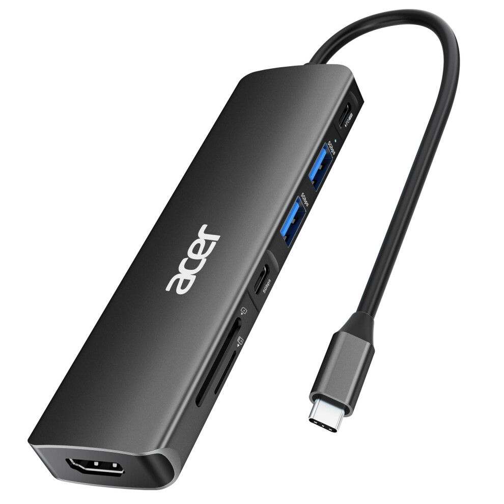 Acer USB C Hub  7 in 1 USB C to HDMI Dock  2 USB 31 GEN1 and 5Gbps TypeC Data Port  4K HDMI Port  PD 100W Charging  SD Card Re