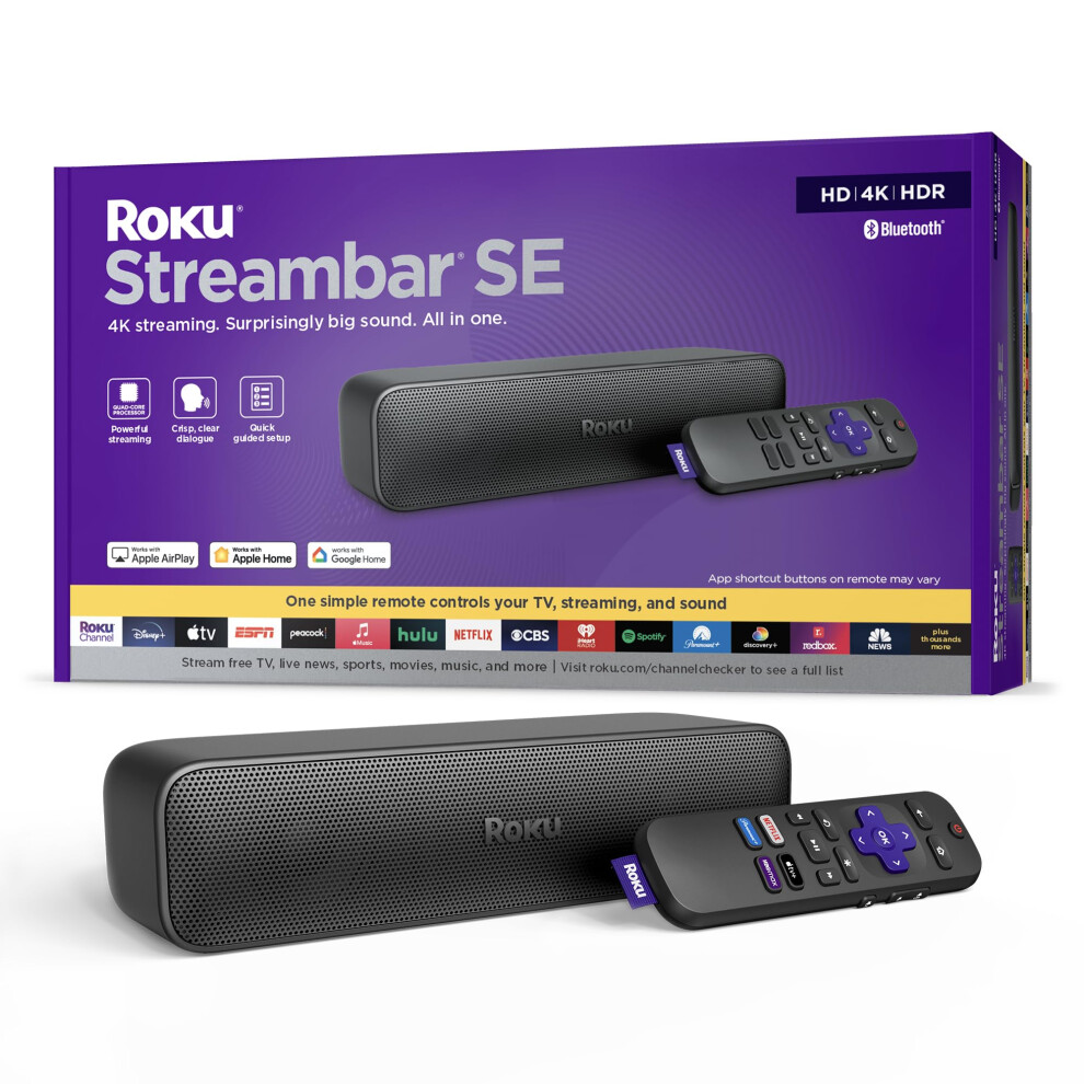 Roku Streambar Se 2In1 Tv Soundbar With Builtin 4Khdhdr Streaming Premium Speakers Enhanced Speech Clarity For Crisp