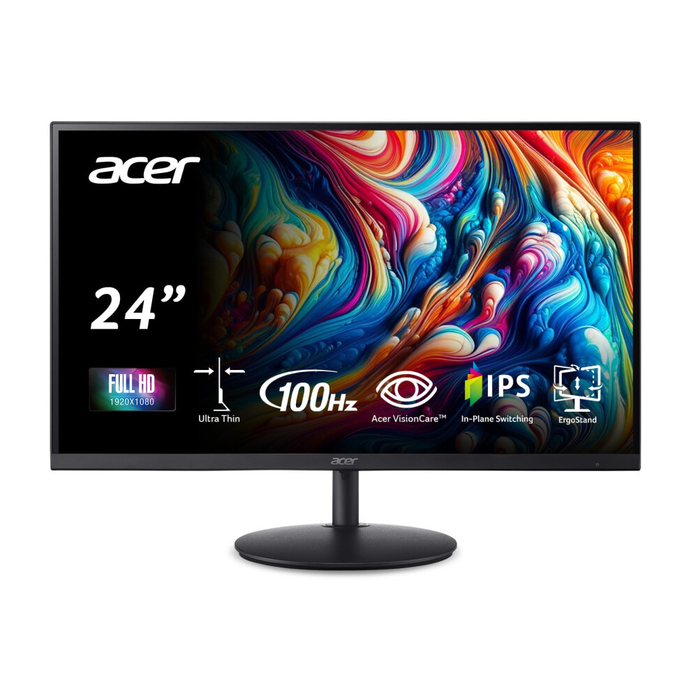 Acer SH242Y Ebmihx 238 FHD 1920x1080 Home Office UltraThin IPS Computer Monitor AMD FreeSync 100Hz Zero Frame HeightSwivel