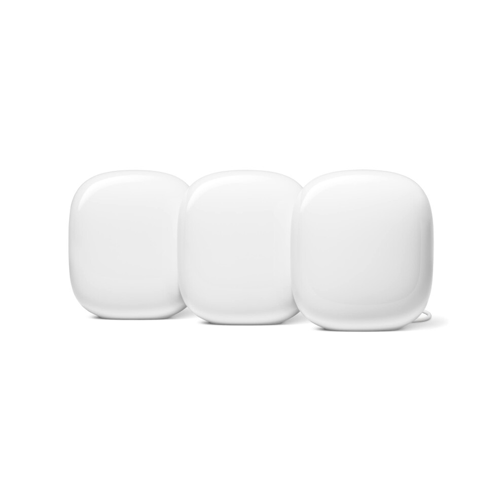 Google Nest WiFi Pro  6E  Reliable Home WiFi System with Fast Speed and Whole Home Coverage  Mesh Router  3 Pack  Snow