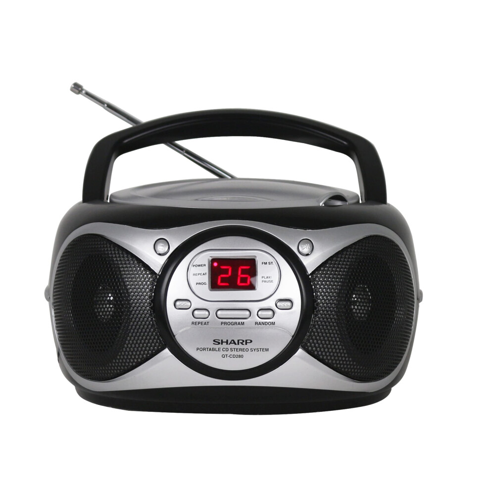 Sharp QTCD280BK Portable CD Boombox with AMFM Stereo and Aux Input  Black