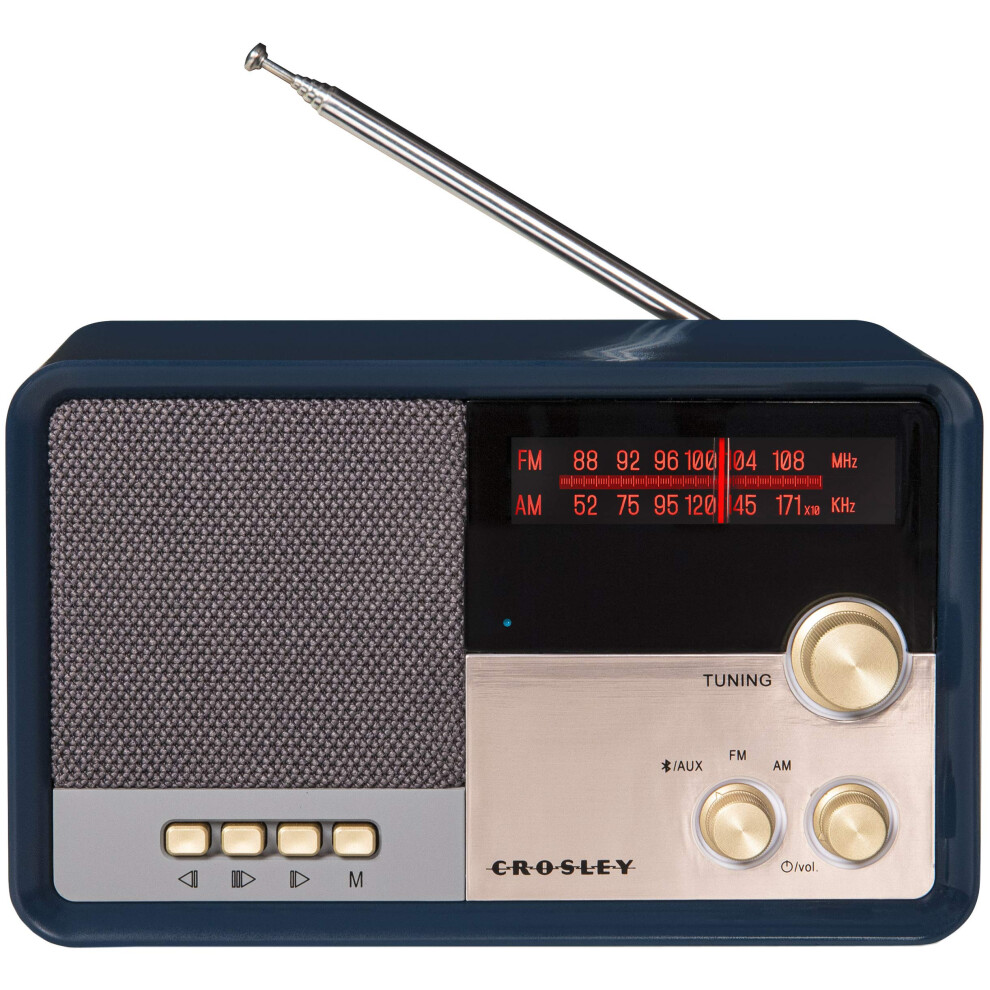 Crosley CR3036DNV Tribute Vintage AMFM Bluetooth Radio  Navy