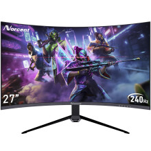 Norcent 27inch FHD VA Gaming Curved Monitor with Rainbow Lights 240Hz Refresh Rate Eye Care 1080P Display FreeSync GSync Co