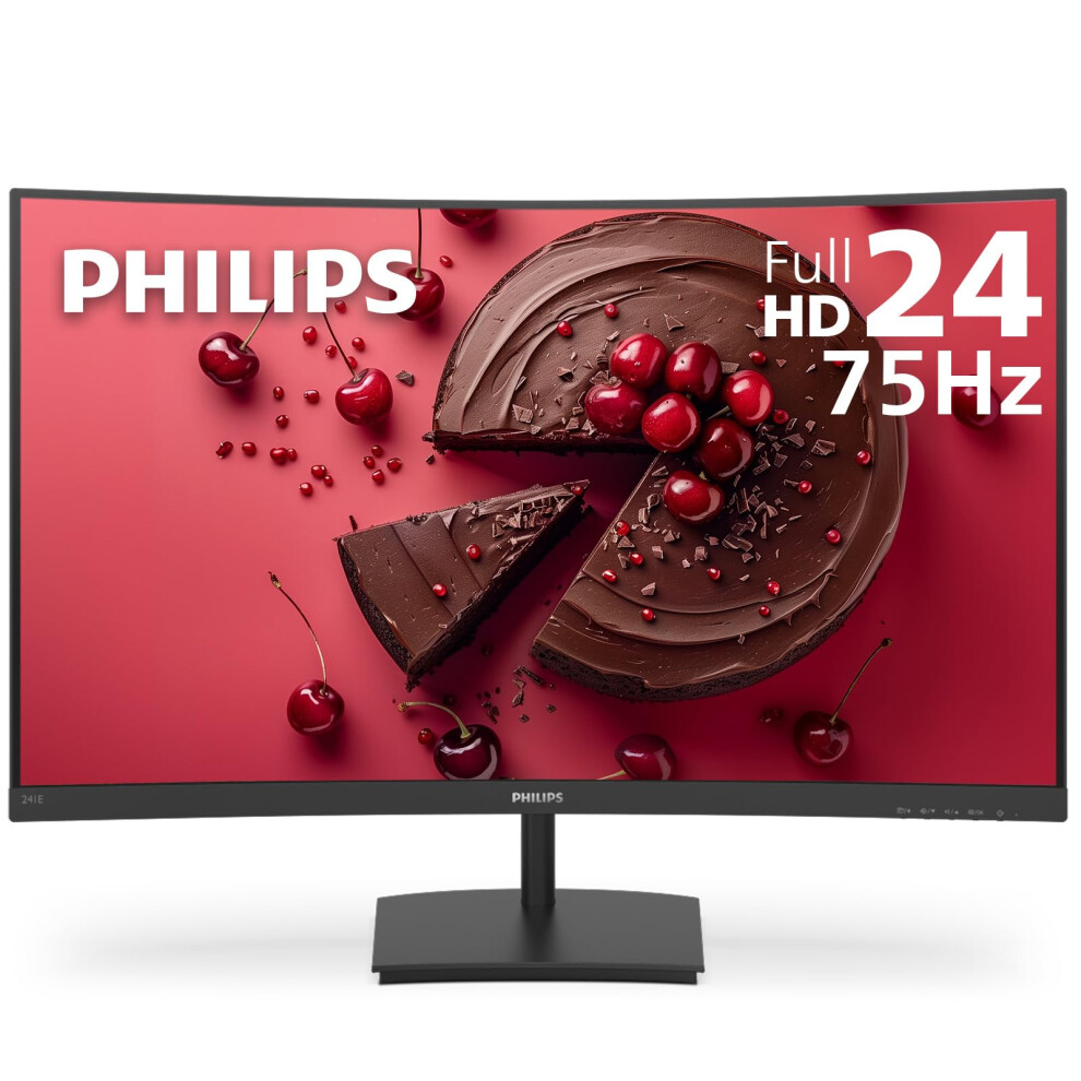 PHILIPS 241E1SCA Curved 24 inch Full HD 1920 x 1080 Monitor  1500R  HDMI x1  VGA x1  AMD FreeSync  Builtin Speakers  LowBlue