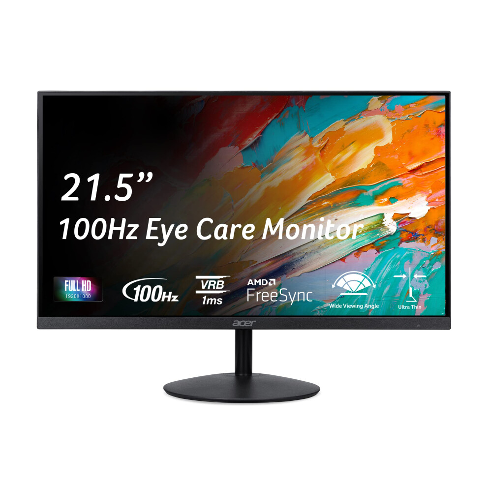 Acer SB222Q EBI 215 FHD 1920 x 1080 IPS ZeroFrame IPS Gaming Office Monitor  AMD FreeSync Technology  UltraThin Stylish D