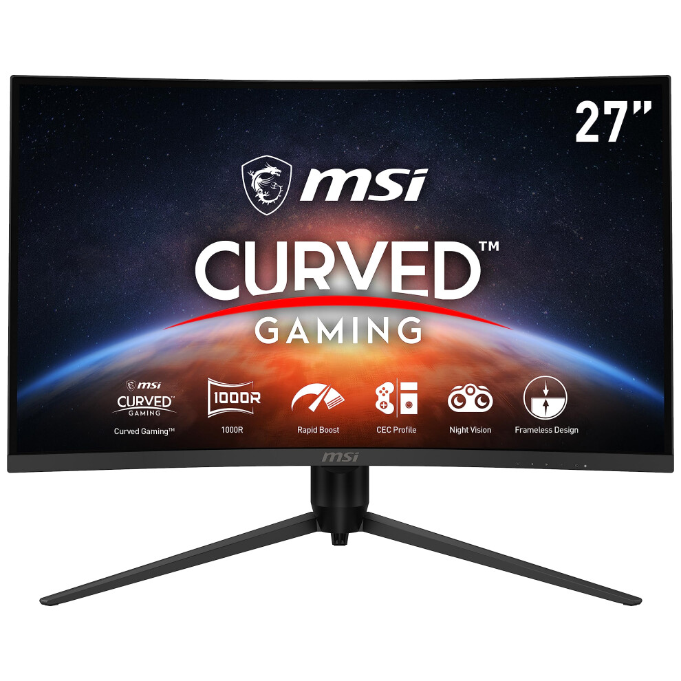 MSI G271CP  27 Gaming Monitor  1920 x 1080 FHD  VA  165Hz  FreeSync Premium  HDMI  Displayport  Tilt  Swivel  Height Adjusta