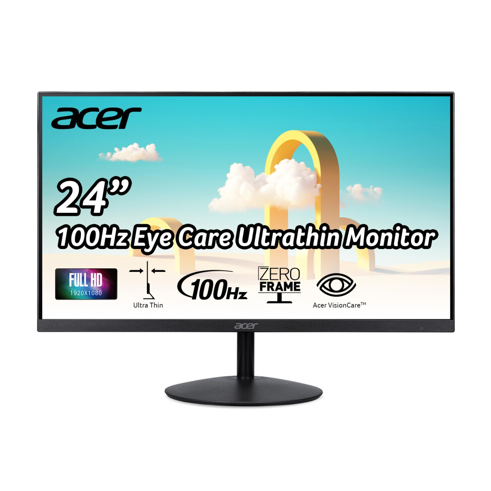 Acer SB242Y Hbi 238 Full HD 1920 x 1080 ZeroFrame Gaming Office Monitor  AMD FreeSync Technology  UltraThin Stylish Des