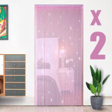 Hysenm 2 Pack Glitter String Curtains 39x79 Inch Fringe Panels Room Divider Fly Screen for Home D cor Door Windows Wedding Part