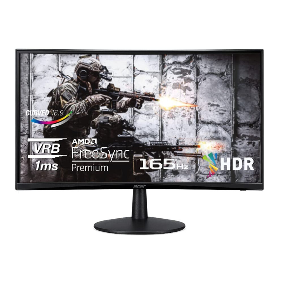 Acer Nitro ED240Q Sbiip 236 Full HD 1920 x 1080 VA 1500R Curved Gaming Monitor  AMD FreeSync Premium  165Hz Refresh Rate