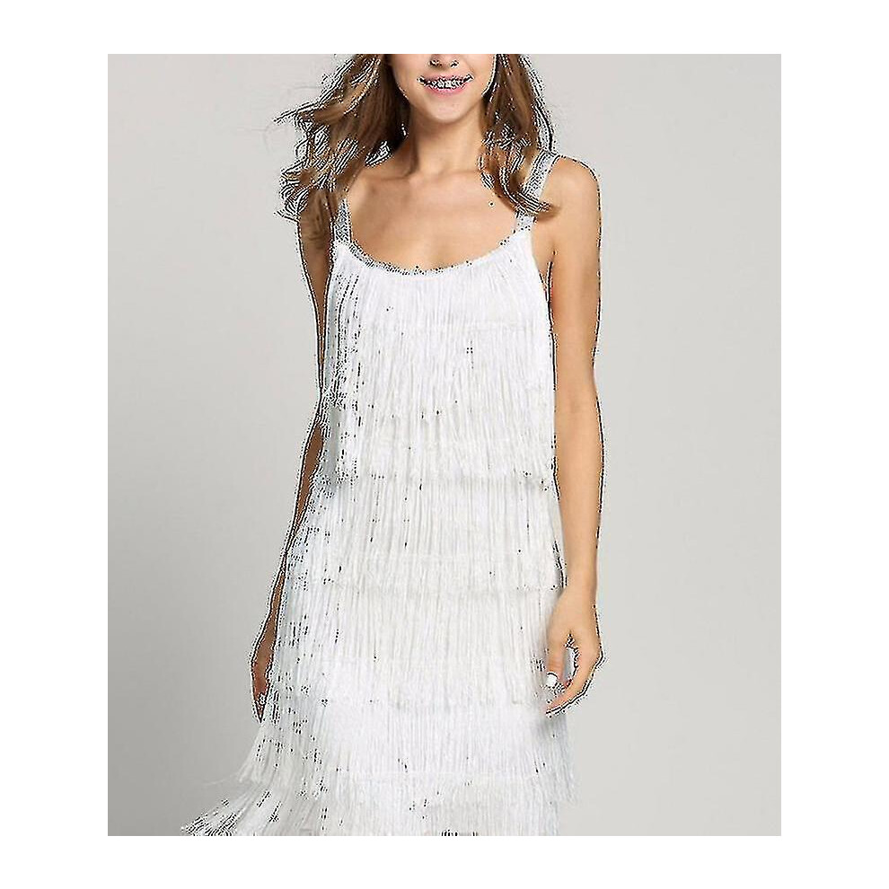(White, L) Great Gatsby Dress 1920s Party Vintage Tassel Womens Fringed Dresses-image-OPC-PFRGZXR-NEW