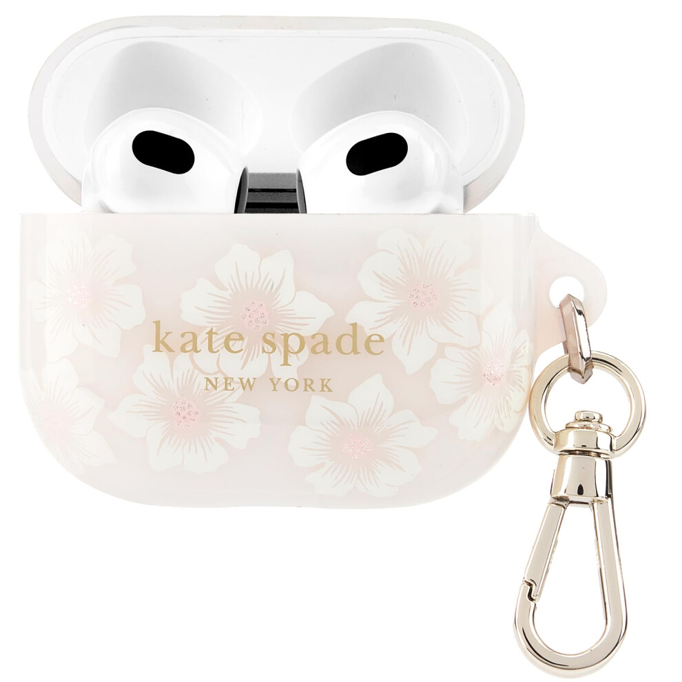 Kate Spade New York AirPods Protective Case with Keychain Ring  Hollyhock Cream  Compatible with AirPods 3rd Generation