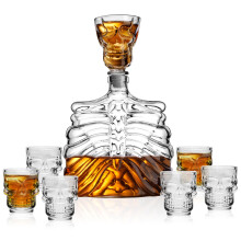 Godinger Whisky Decanter Decanter Decanter Lebka Decanter se 6 sklenicemi na whisky koktejly Bourbon a vodka - Halloween