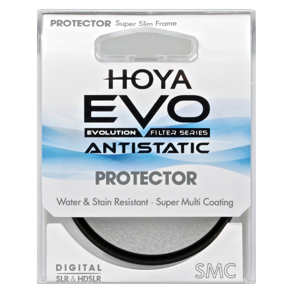 Hoya Evo Antistatic Protector Filter  77mm  Dust  Stain  Water Repellent  LowProfile Filter Frame