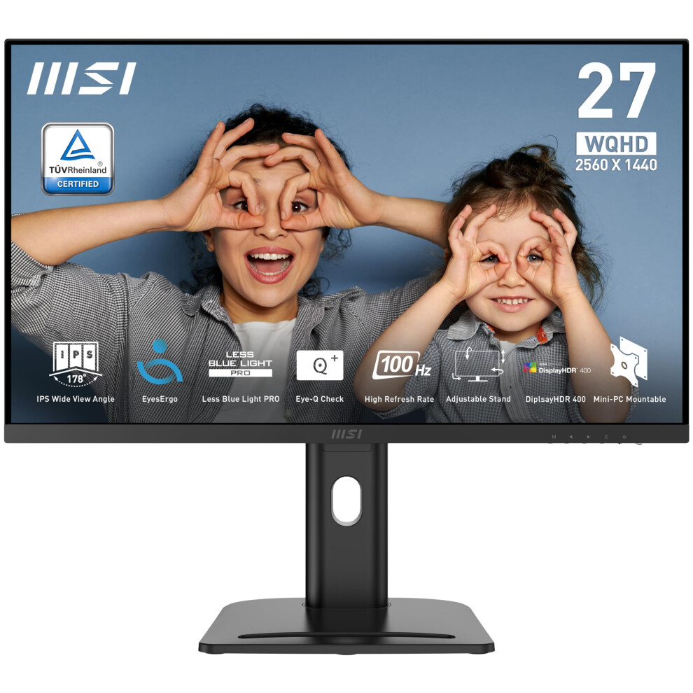 MSI PRO MP273QP E2 27inch IPS 2560 x 1440 QHD Computer Monitor  100Hz  HDR400  FreeSync  HDMI  DP Port  VESA Mountable  Heig