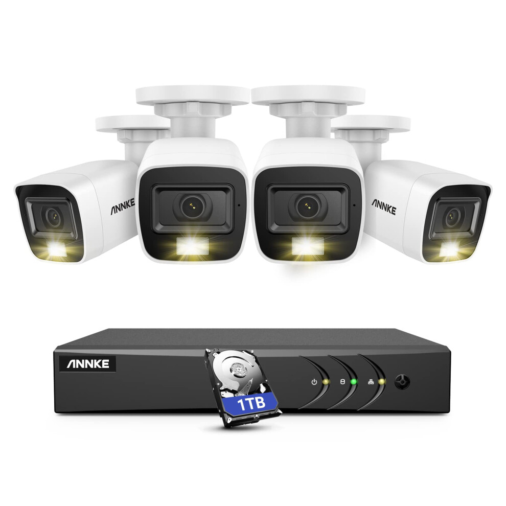 ANNKE 8CH H265 Security Camera System 3K Lite DVR with MicAudio  4 X 1080P CCTV Camera with Dual Light for Outdoor Use  AI Hu