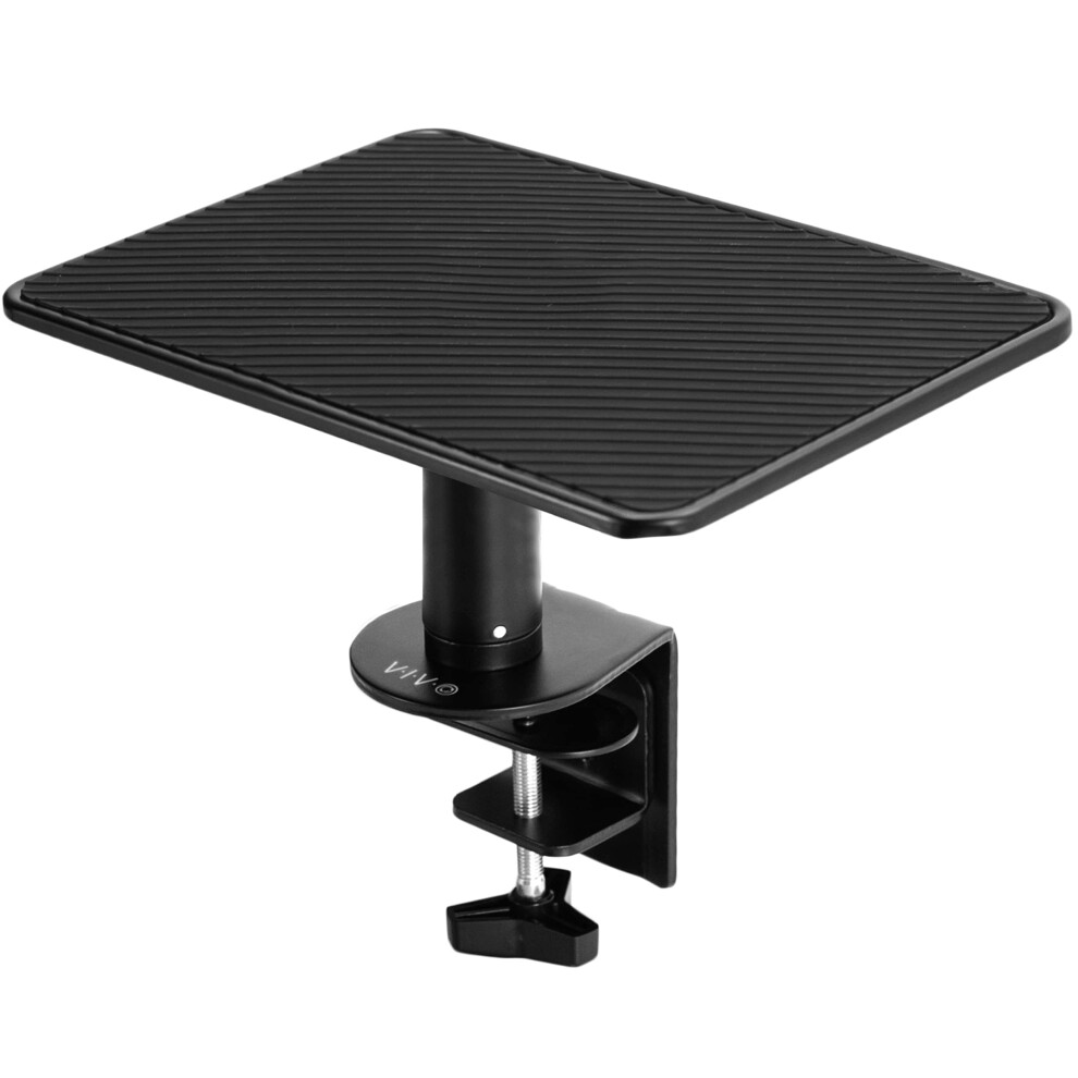 VIVO ClampOn Universal Height Adjustable Ergonomic Computer Monitor and Laptop Riser  Tabletop Desk Stand  CClamp Design  Blac