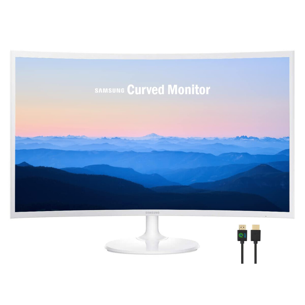 SAMSUNG 27    Curved 1080p Full HD Ultra Slim Computer Monitor  AMD FreeSync  HDMI  VGA  4ms  VESA Mountable  NLY HDMI Cable  Wh