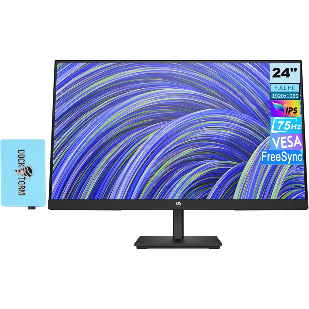 HP V24i 24 1080P Computer Monitor Bundle with Docztorm Dock  24 IPS Full HD 1920 x 1080 75Hz AntiGlare Display  AMD FreeS